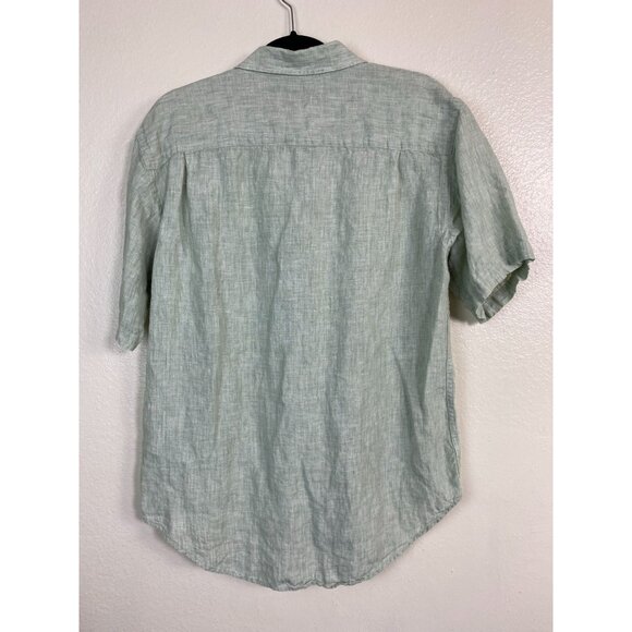 Jos. A. Bank 100% Linen Button Up Shirt Men size Medium Light Green Short sleeve - Picture 13 of 14